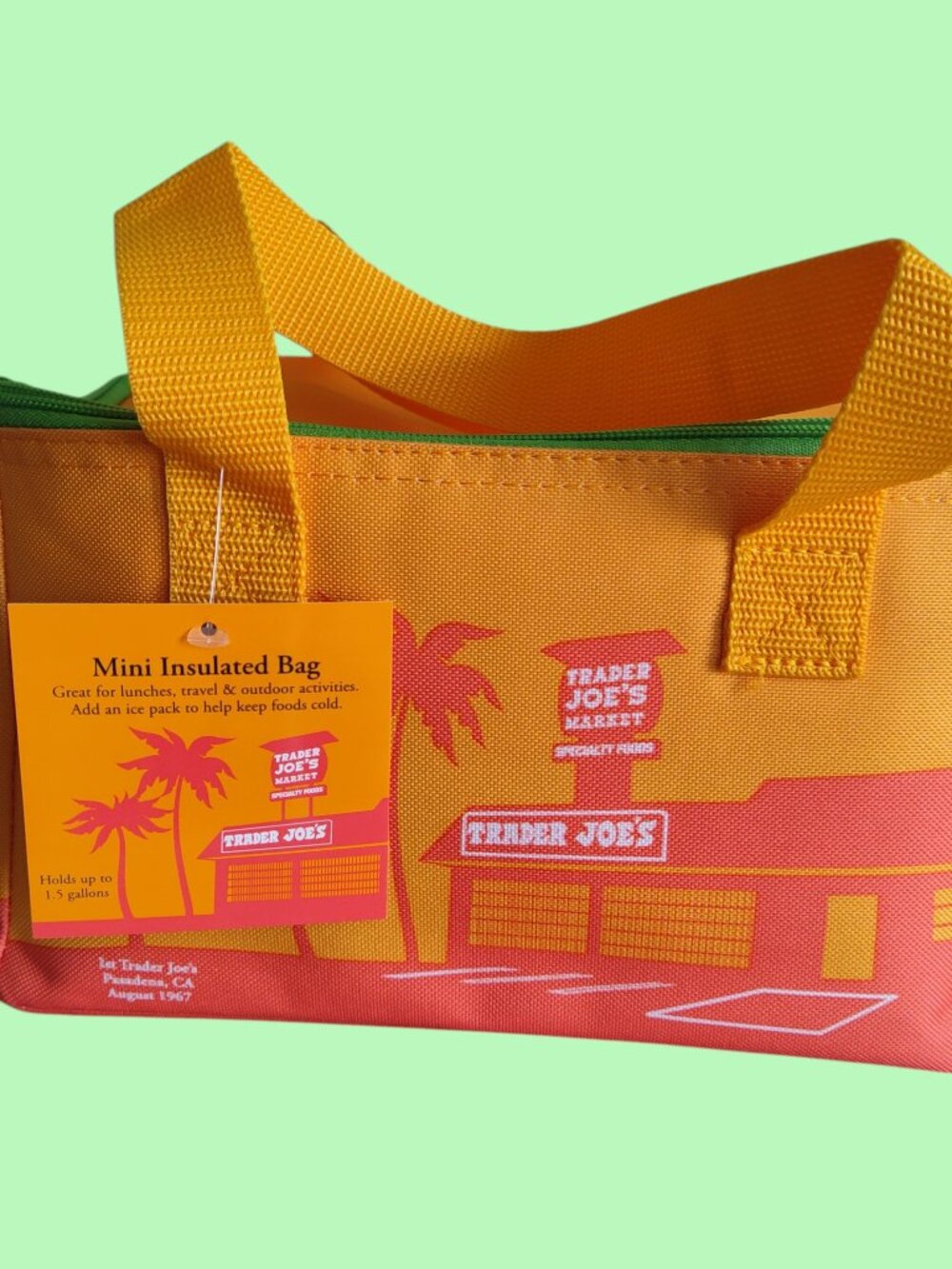 Trader Joe's Mini Insulated Reusable Orange Bag 1.5 Gallon Lunch Travel NWT